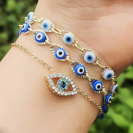 Fashion Devil'S Eye Alloy Plating Inlay Rhinestones Women'S Bracelets 1 Piece's discount tags
