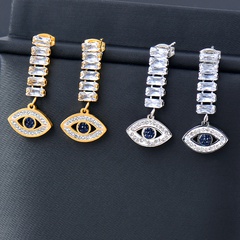Fashion Devil'S Eye Titanium Steel Inlay Inlaid Gold Zircon Drop Earrings 1 Pair