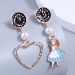Fashion Cartoon Character Heart Shape Alloy Plating Artificial Pearls Women'S Drop Earrings 1 Pair