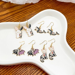 Fashion Rabbit Cat Bat Alloy Enamel Plating Women'S Drop Earrings 1 Pair