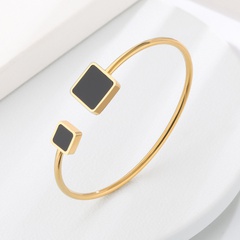 Simple Style Square Stainless Steel Polishing Bangle 1 Piece