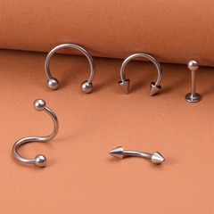 Fashion Solid Color Stainless Steel Polishing lip stud 5 Pieces