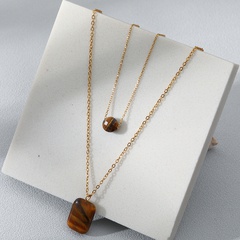 Simple Style Geometric Stainless Steel Gold Plated Natural Stone Layered Necklaces 1 Piece