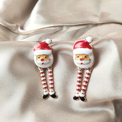 Fashion Santa Claus Stripe Alloy Enamel Women'S Drop Earrings 1 Pair