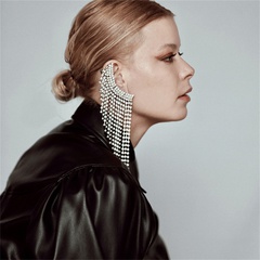 Retro Tassel Metal Inlay Rhinestones Women'S Drop Earrings 1 Pair