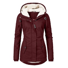 Fashion Solid Color Cotton Polyester Zipper Coat Jacket
