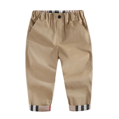 Fashion Solid Color Elastic Waist 100% Cotton Boys Pants