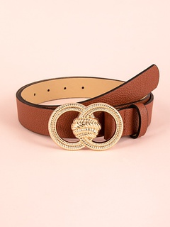 Fashion Round Pu Leather Alloy Belt Buckle Women'S Leather Belts 1 Piece