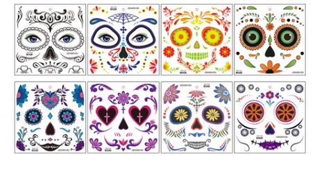 halloween face mask flowers day of the dead party makeup tattoo stickerspicture3
