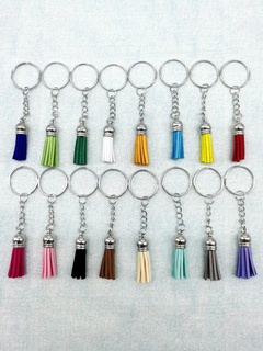 Simple Style Tassel Solid Color Pu Leather Women'S Bag Pendant Keychain 1 Piece