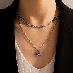 Simple Style Love Geometric Alloy Layered Unisex Pendant Necklace 1 Piece