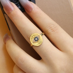 Fashion Geometric Devil'S Eye Copper Zircon Open Ring