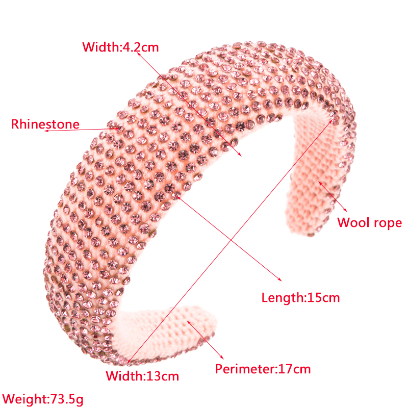 Classic Style Solid Color Cloth Sponge Inlay Rhinestones Hair Band 1 Piece