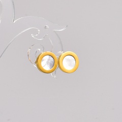 Simple Style Round Titanium Steel Gold Plated Ear Studs 1 Pair