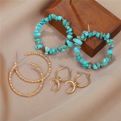 Bohemian Geometric Alloy Plating Turquoise Women'S Earrings 3 Pairs