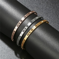 Simple Style Number Stainless Steel Plating Rhinestones Bangle 1 Piece