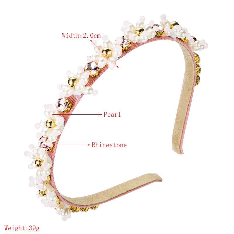 Classic Style Flower Cloth Inlay Artificial Pearls Rhinestones Hair Band 1 Piece
