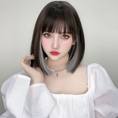 Women'S Casual Street high temperature wire Bangs Short Straight Hair Wigs