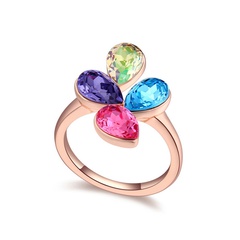 Fashion Flower Alloy Inlay Crystal Women'S Rings 1 Piece
