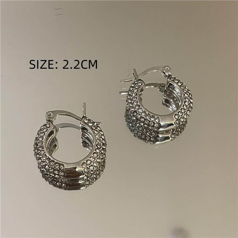 simple hoop microstudded simple inlaid rhinestone earringspicture6
