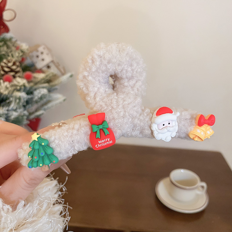 Cute Christmas Tree Cloth Hair Claws 1 Piece2