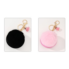 Cute Round Pu Leather Plush Pom Poms Bag Pendant Keychain 1 Piece