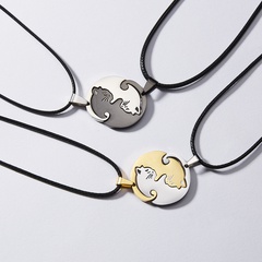Classic Style Cat Alloy Leather rope Women'S Pendant Necklace 1 Pair