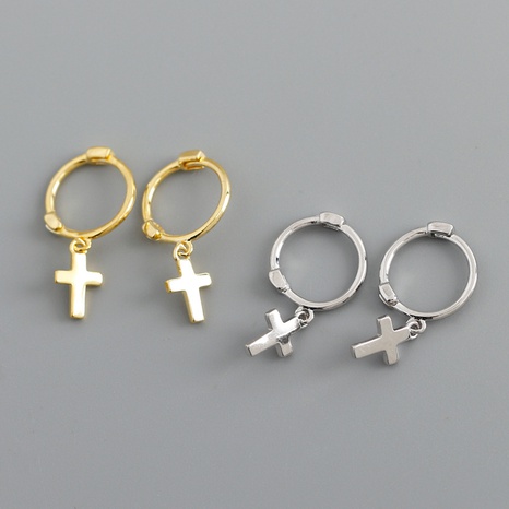 Simple Style Cross Sterling Silver Cross Earrings's discount tags