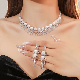 WomenS Luxury Fashion Rhombus Alloy Rhinestone Earrings Necklace Jewelry Set Plating Diamond Rhinestone 1 Setpicture14