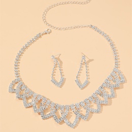 WomenS Luxury Fashion U Shape Tassel Alloy Rhinestone Earrings Necklace Jewelry Set Plating Diamond Rhinestonepicture6