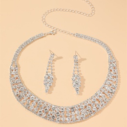 WomenS Luxury Fashion U Shape Tassel Alloy Rhinestone Earrings Necklace Jewelry Set Plating Diamond Rhinestonepicture10