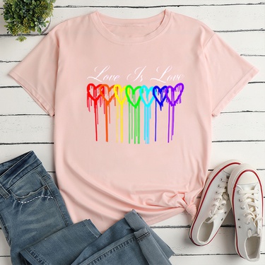 color melting heart printing short-sleeved T-shirt—5