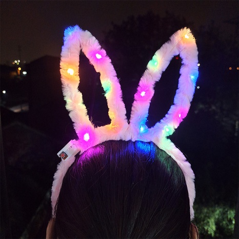 Cute Flashing  Luminous Rabbit Ear Plush Headband Christmas Ornament's discount tags