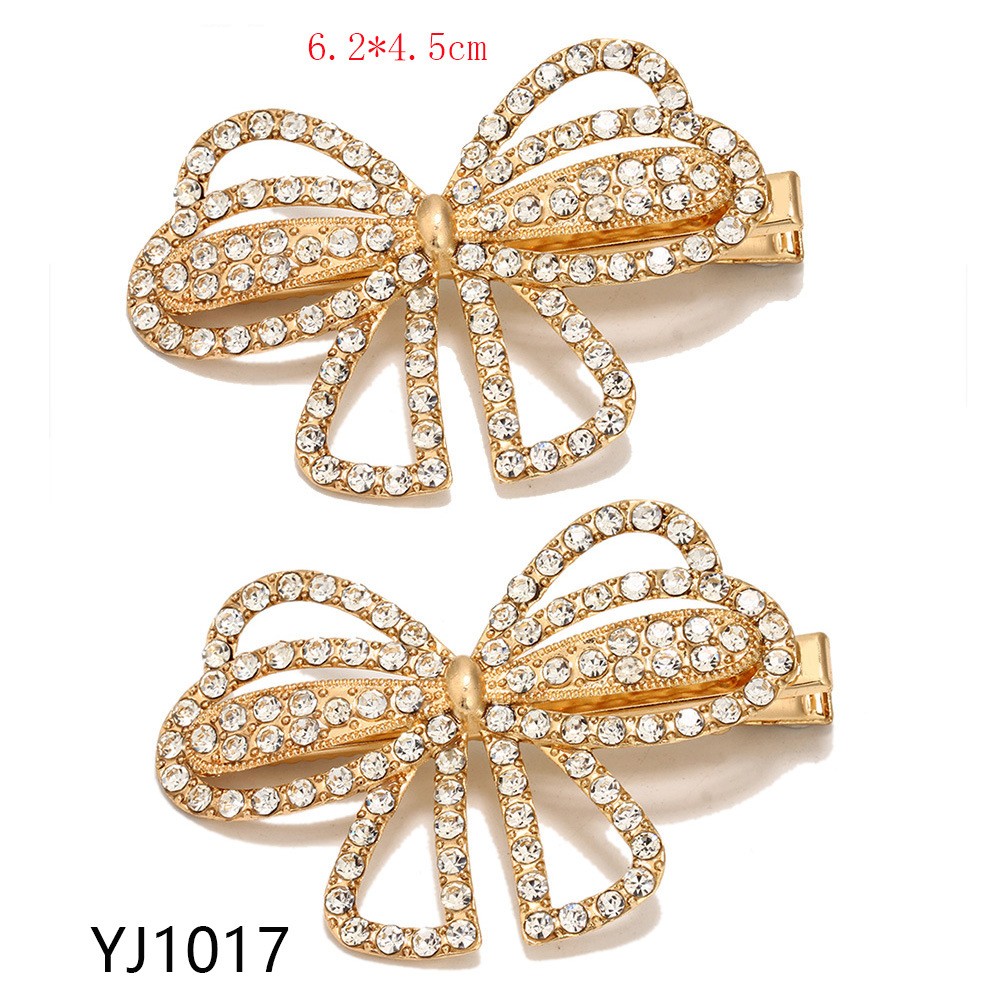 Simple Style Bow Knot Metal Plating Artificial Pearls Rhinestones Hair Clip 1 Piecepicture2