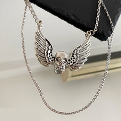Punk Wings Skull Alloy Layered Three-dimensional Unisex Pendant Necklace 1 Piece