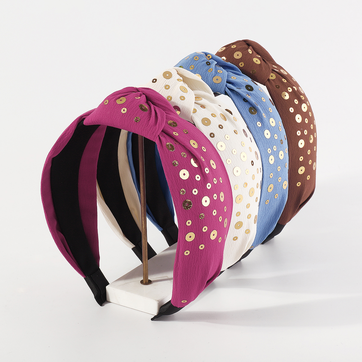 Fashion Polka Dots Cloth Sequins Knot Hair Band 1 Piece1