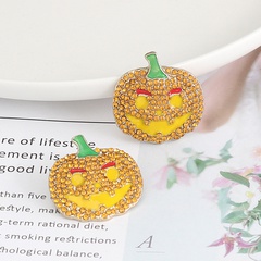 INS Style Pumpkin Alloy Inlay Artificial Diamond Women'S Ear Studs 1 Pair
