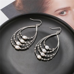 Fashion Water Droplets Alloy Beaded Pearl Women'S Drop Earrings 1 Pair