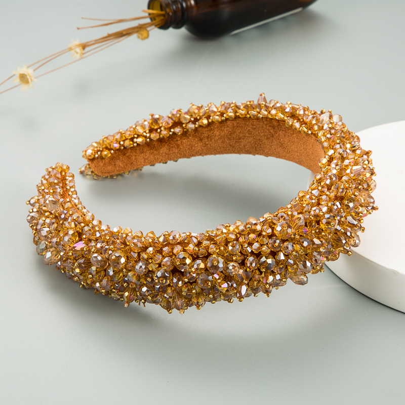 Classic Style Solid Color Cloth Sponge Inlay Rhinestones Hair Band 1 Piece4