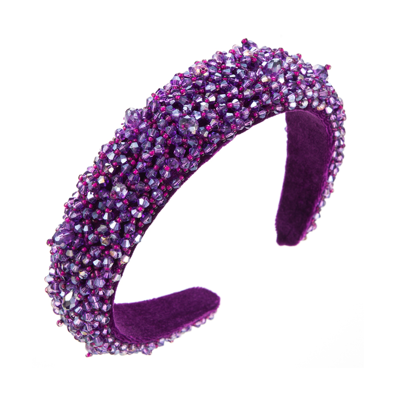Classic Style Solid Color Cloth Sponge Inlay Rhinestones Hair Band 1 Piece1