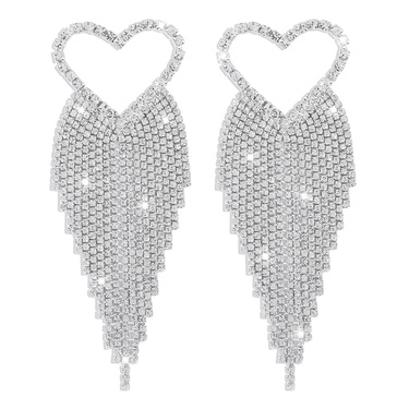 E10966 European and American Style Exaggerated Claw Chain Tassel Internet Influencer Earrings Cold Style Heart-Shaped Diamond Personality Vintage Earrings—5