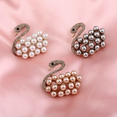 Korean Style Swan Alloy Inlay Rhinestones Pearl Women'S Brooches