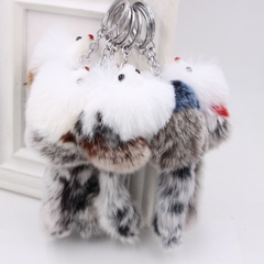Fashion Fox Alloy Rex rabbit fur Stoving Varnish Keychain 1 Piece