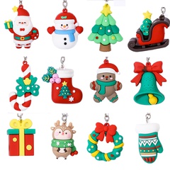 Cute Christmas Tree Santa Claus Snowman Alloy Resin Unisex Bag Pendant Keychain 1 Piece