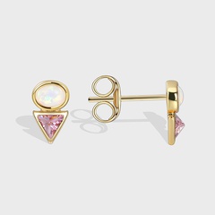 Fashion Triangle Oval Copper Plating Inlay Zircon Ear Studs 1 Pair