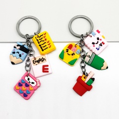 Cute Cartoon Character PVC Epoxy Children Unisex Bag Pendant Keychain 2 Pieces