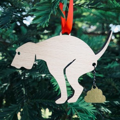 Personalized Wooden Poop Dog Christmas Tree Decoration Pendant