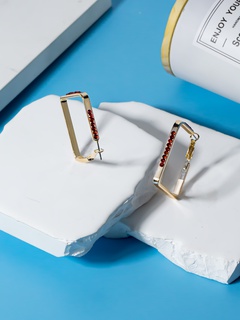 Simple Style Square Iron Plating Rhinestones Women'S Hoop Earrings 1 Pair
