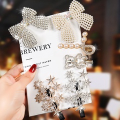 Fashion Bow Knot Alloy Inlay Artificial Pearls Rhinestones Hair Clip 1 Piece