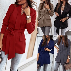 Casual Solid Color Patchwork Polyester Single Breasted Blazer Blazer